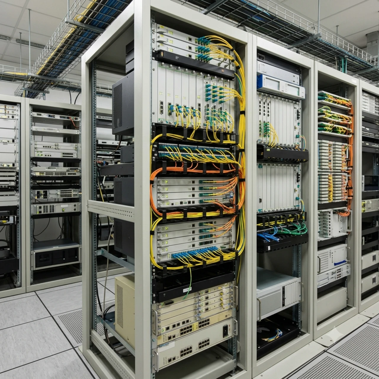 Fiber optic telecommunications tower for operator-class data transmission